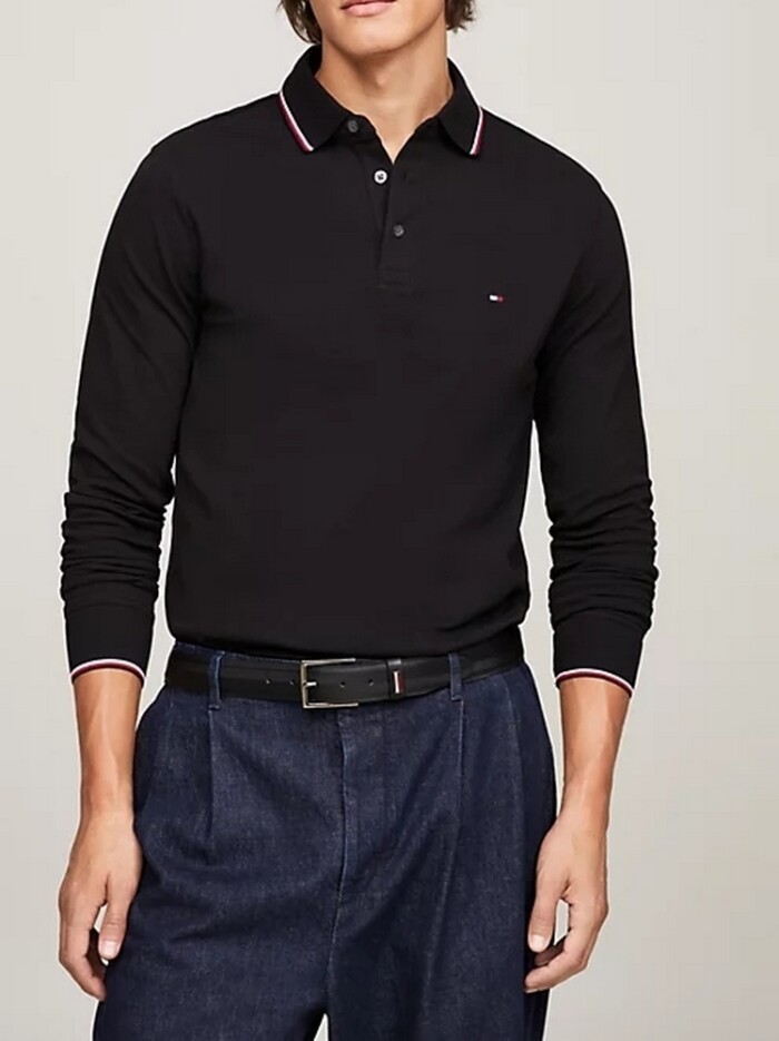 Polo Manica Lunga Elasticizzata Slim Fit con Profili - TOMMY HILFIGER - Art. MW0MW29543BDS - Blu - immagine 2