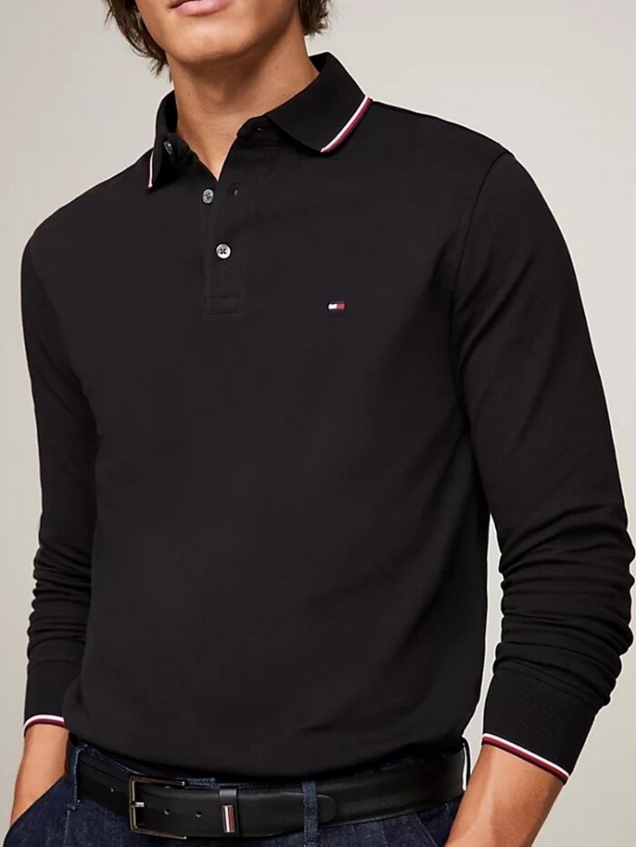 Polo Manica Lunga Elasticizzata Slim Fit con Profili - TOMMY HILFIGER - Art. MW0MW29543BDS - Blu - immagine 5