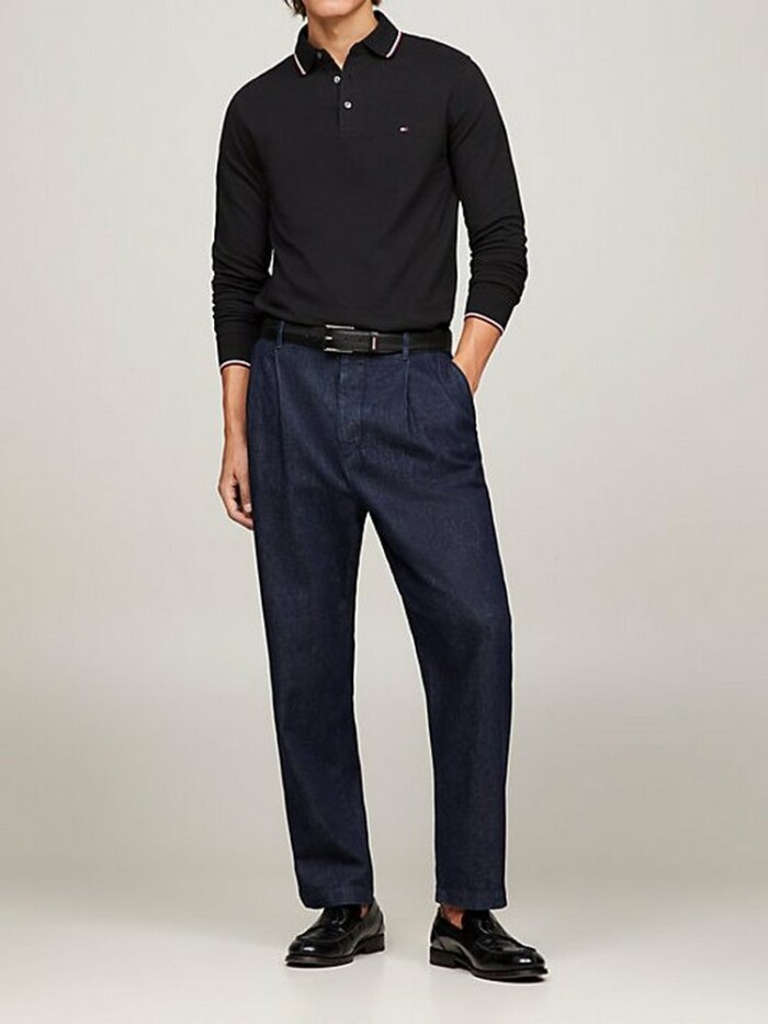 Polo Manica Lunga Elasticizzata Slim Fit con Profili - TOMMY HILFIGER - Art. MW0MW29543BDS - Blu - immagine 3