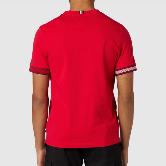 T-shirt Slim Fit e Maniche con Bordi e Logo - TOMMY HILFIGER - Art. MW0MW34430XLG - Rosso - immagine 4