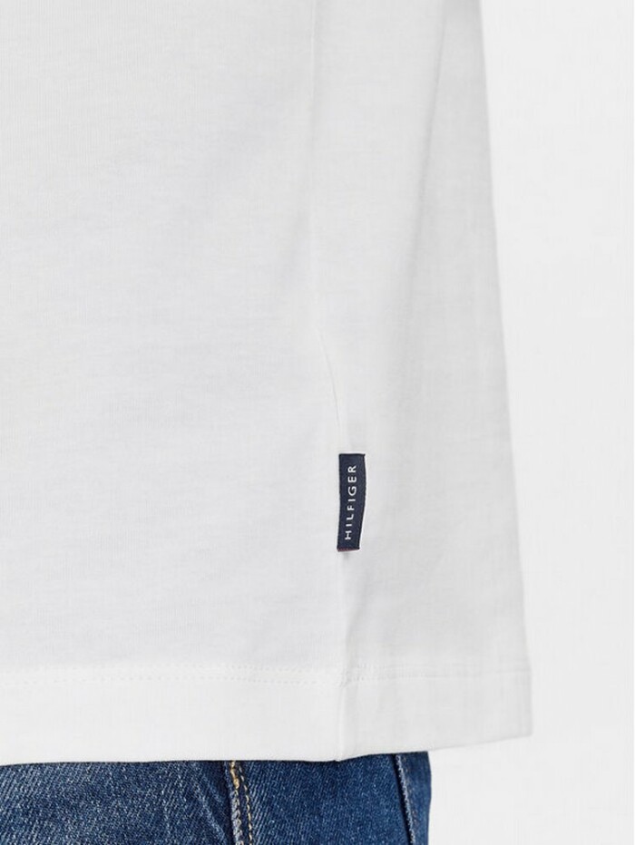 T-shirt Slim Fit e Maniche con Bordi e Logo - TOMMY HILFIGER - Art. MW0MW34430YBR - Bianco - immagine 5