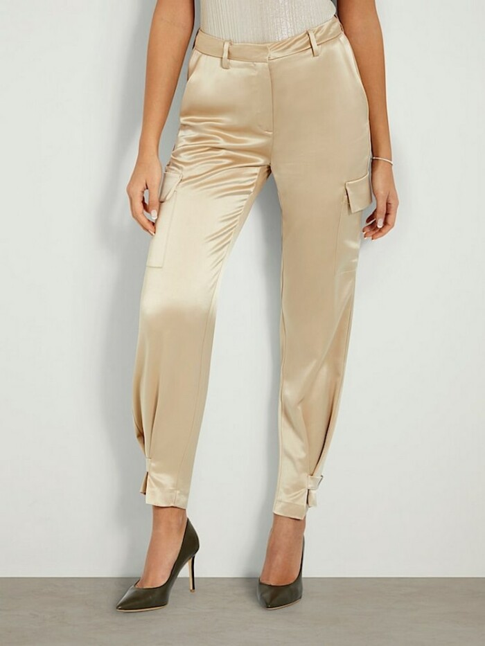 Pantaloni Cargo in Satin - GUESS - W4GB50WG7C0 - Beige