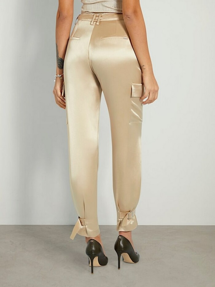 Pantaloni Cargo in Satin - GUESS - W4GB50WG7C0 - Beige - immagine 4