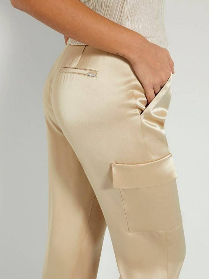 Pantaloni Cargo in Satin - GUESS - W4GB50WG7C0 - Beige - immagine 3