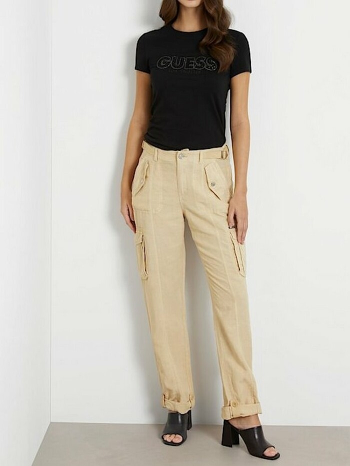 T-shirt con Logo in Pizzo Sangallo - GUESS - W4GI14J1314 - Nero - immagine 2
