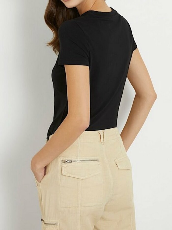 T-shirt con Logo in Pizzo Sangallo - GUESS - W4GI14J1314 - Nero - immagine 4