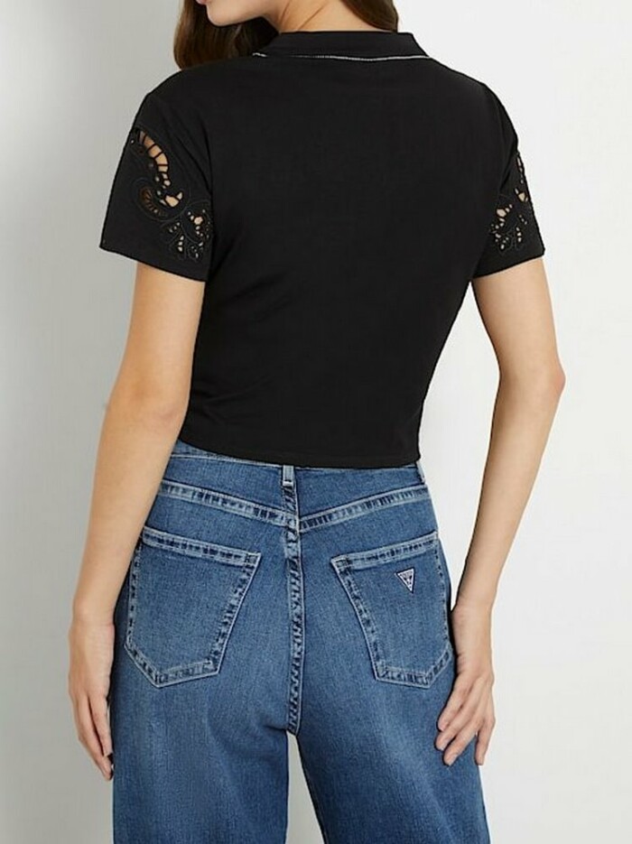 T-shirt con Pizzo Sangallo - GUESS - W4GI15I3Z14 - Nero - immagine 3