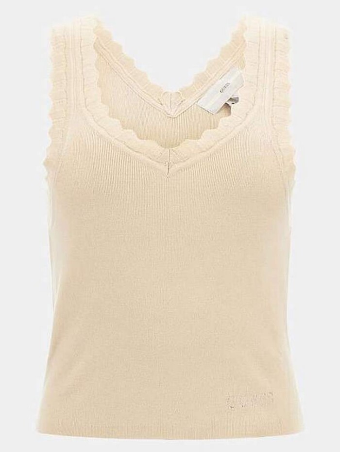 Canottiera in Maglia a Costine - GUESS - W4GZ30Z2Y72 - Crema - immagine 7