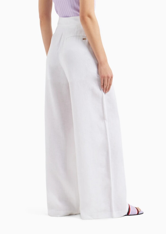 Pantaloni a Palazzo in Lino e Cotone ARMANI | EXCHANGE donna - Art. 3DYP13YN1RZ11000 - Bianco - immagine 4