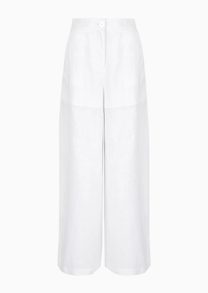 Pantaloni a Palazzo in Lino e Cotone ARMANI | EXCHANGE donna - Art. 3DYP13YN1RZ11000 - Bianco - immagine 6