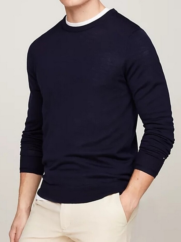 Maglione in Fine Lana Merinos - TOMMY HILFIGER - MW0MW33128DW5 - Blu