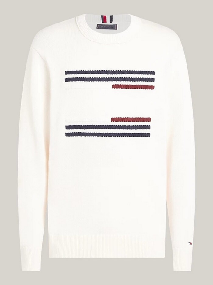Maglione Relaxed Fit con Bandiera a Righe - TOMMY HILFIGER - MW0MW36192YBH - Panna - immagine 5