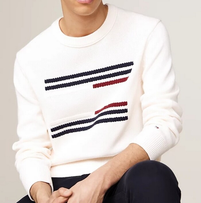 Maglione Relaxed Fit con Bandiera a Righe - TOMMY HILFIGER - MW0MW36192YBH - Panna - immagine 3