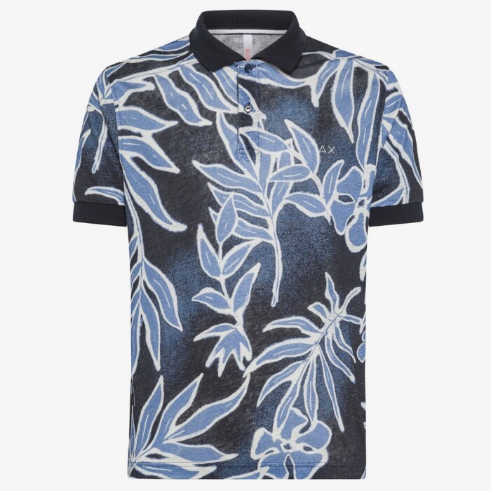 Polo Fantasia Manica Corta in Lino – SUN68 – A34135 – Blu