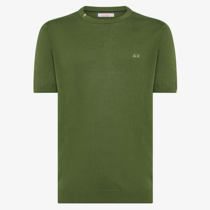 T-Shirt Manica Corta in Maglia – SUN68 – K34106 – Verde scuro