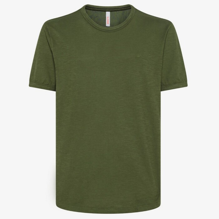 T-Shirt Manica Corta  Cotone Fiammato – SUN68 – T34118 – Verde scuro