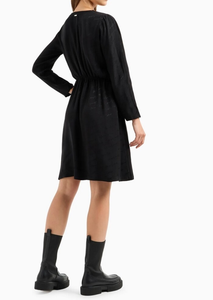 Abito Midi Incrociato Tessuto Firmato - ARMANI | Exchange - Donna - Art. 6DYA21YN4VZ11200 - Nero - immagine 2