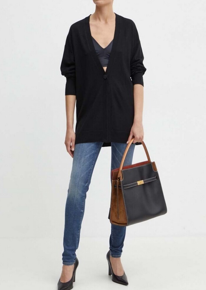 Maglione Cardigan Lungo - ARMANI | Exchange - Donna - Art. 6DYE1JYME3Z1200 - Nero - immagine 2