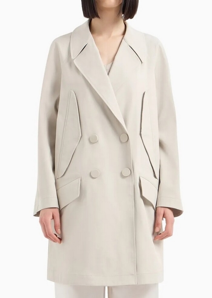Trench in Gabardine Riciclato Laminato - ARMANI | Exchange - Donna - Art. 6DYK09YN3UZ11998 - Ghiaccio