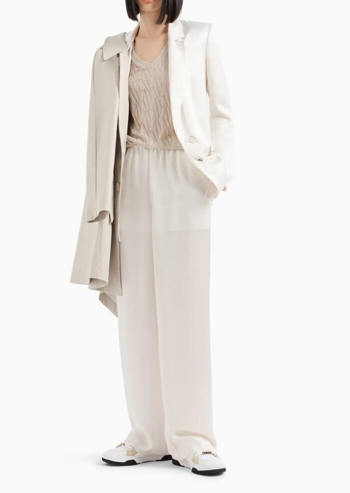 Trench in Gabardine Riciclato Laminato - ARMANI | Exchange - Donna - Art. 6DYK09YN3UZ11998 - Ghiaccio - immagine 4