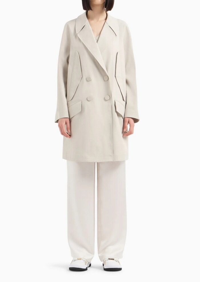 Trench in Gabardine Riciclato Laminato - ARMANI | Exchange - Donna - Art. 6DYK09YN3UZ11998 - Ghiaccio - immagine 2
