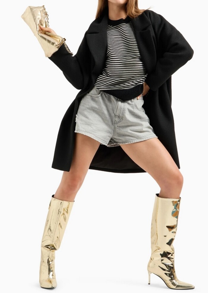 Cappotto Oversize con Lurex - ARMANI | Exchange - Donna - Art. 6DYK30YN2YZ11200 - Nero - immagine 2