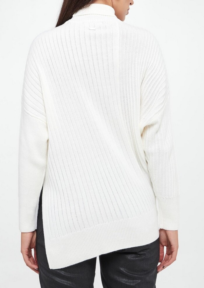 Maglione Dolcevita con Fondo Asimmetrico - ARMANI | Exchange - Donna - Art. 6DYM1HYM1RZ1130 - Panna - immagine 4