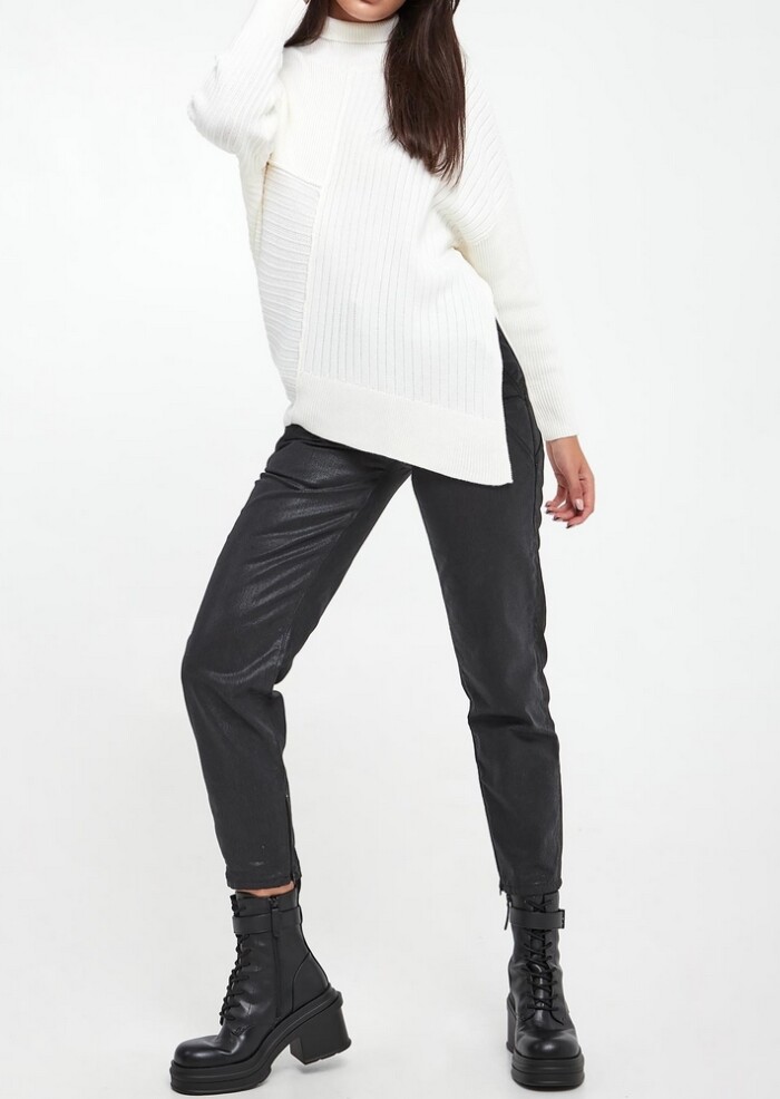 Maglione Dolcevita con Fondo Asimmetrico - ARMANI | Exchange - Donna - Art. 6DYM1HYM1RZ1130 - Panna - immagine 2
