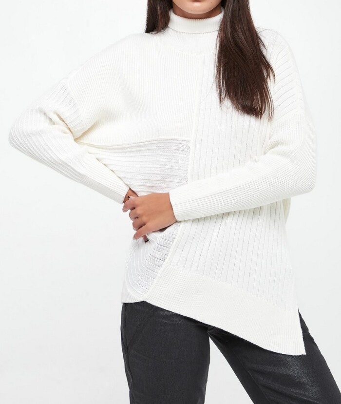 Maglione Dolcevita con Fondo Asimmetrico - ARMANI | Exchange - Donna - Art. 6DYM1HYM1RZ1130 - Panna - immagine 5