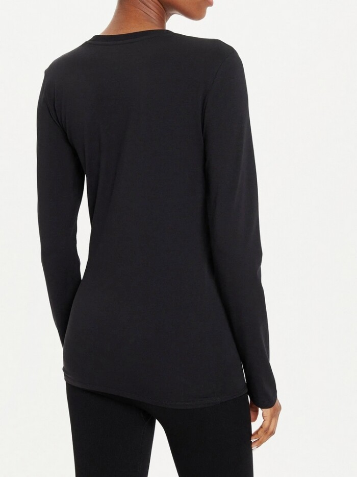 T-Shirt Manica Lunga Logo con Borchie Argento - ARMANI | Exchange - Donna - Art. 6DYT05YJDTZ11000 - Nero - immagine 5
