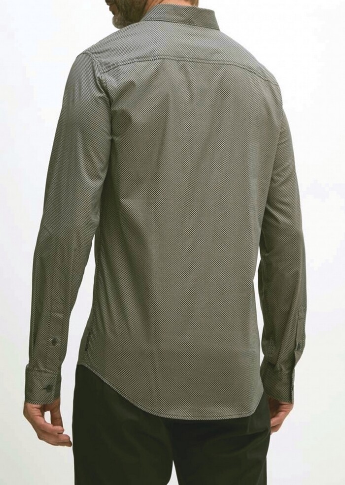 Camicia Microfantasia Slim Fit - ARMANI | Exchange - Uomo - Art. 6DZC25ZNEAZ5817 - Verde - immagine 3