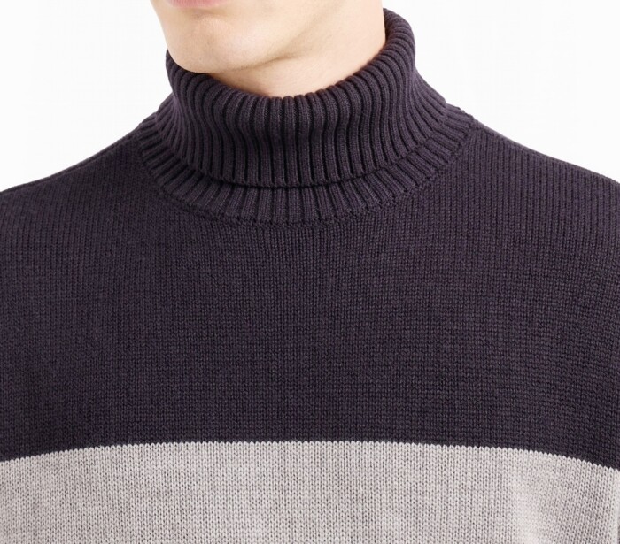 Maglione Dolcevita a Fasce Colorate - ARMANI | Exchange - Uomo - Art. 6DZM2EZM1LZ25FV - Blu/Tortora/Blu - immagine 2