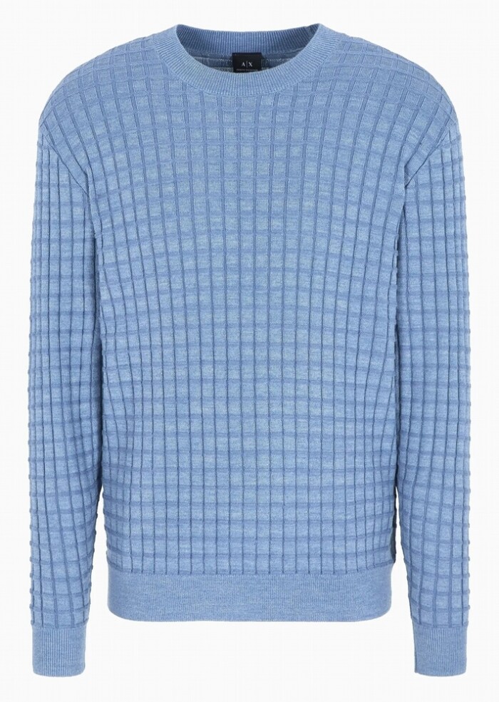 Maglione Girocollo Lavorato a Rilievo - ARMANI | Exchange - Uomo - Art. 6DZM6FZM5BZ15DU - Celeste - immagine 4