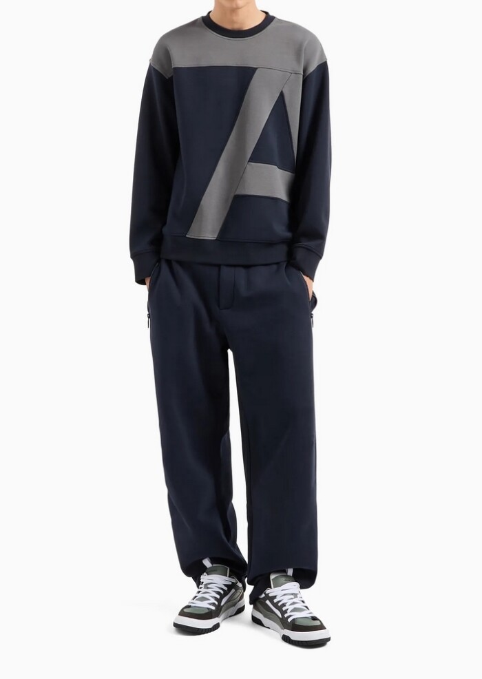 Felpa Logo A|X Fit Oversize - ARMANI | Exchange - Uomo - Art. 6DZMJAZJNKZ11510 - Blu - immagine 3