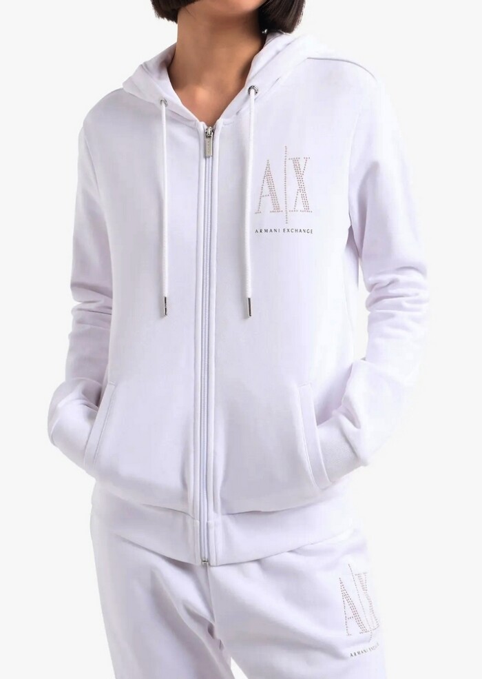 Felpa Aperta con Cappuccio - ARMANI | Exchange - Donna - Art. 8NYM21YJ68Z11000 - Bianco/Oro