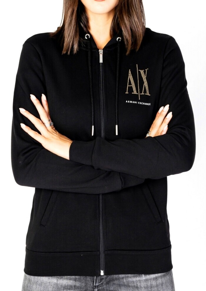 Felpa Aperta con Cappuccio - ARMANI | Exchange - Donna - Art. 8NYM21YJ68Z18268 - Nero/Oro