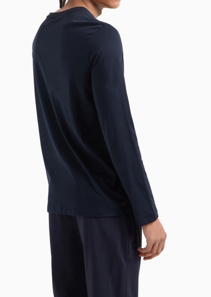 T-Shirt Manica Lunga con Logo - ARMANI | Exchange - Uomo - Art. 8NZTCHZ8H4Z11510 - Blu - immagine 4