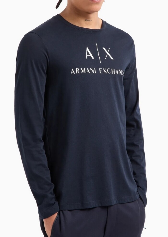 T-Shirt Manica Lunga con Logo - ARMANI | Exchange - Uomo - Art. 8NZTCHZ8H4Z11510 - Blu