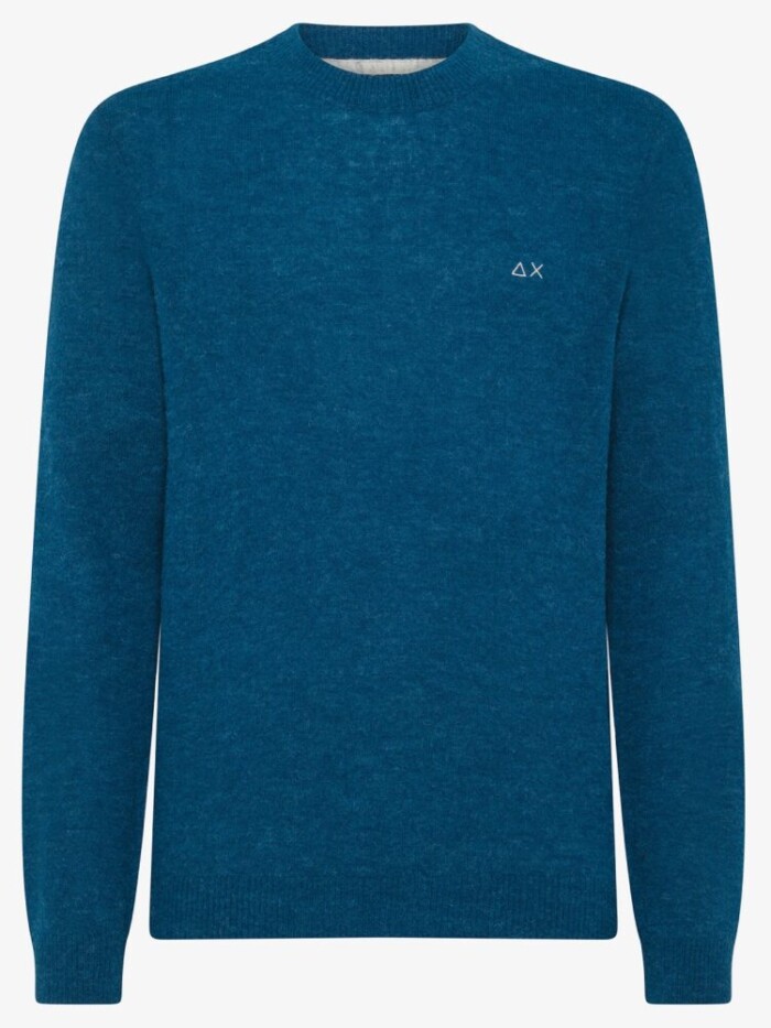 Maglione Giro Collo Lana e Alpaca - SUN68 - K44118 - Blu