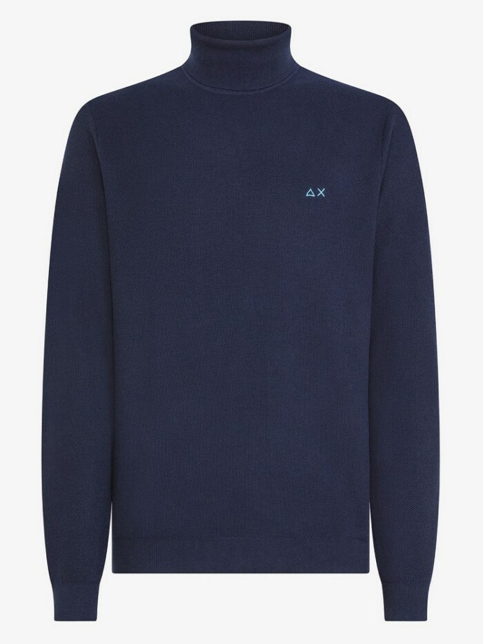 Maglione Collo Alto Piquet - SUN68 - K44141 - Blu
