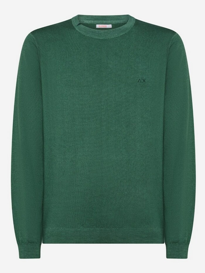 Maglione Giro Collo in Lana Merinos - SUN68 - K44147 - Verde
