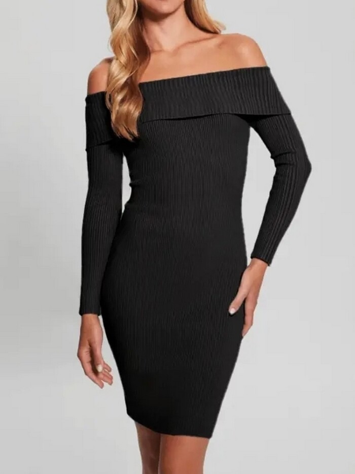 Abito Mini in Maglia Spalle Scoperte - GUESS - W4BK97 Z2YJ2 - Nero
