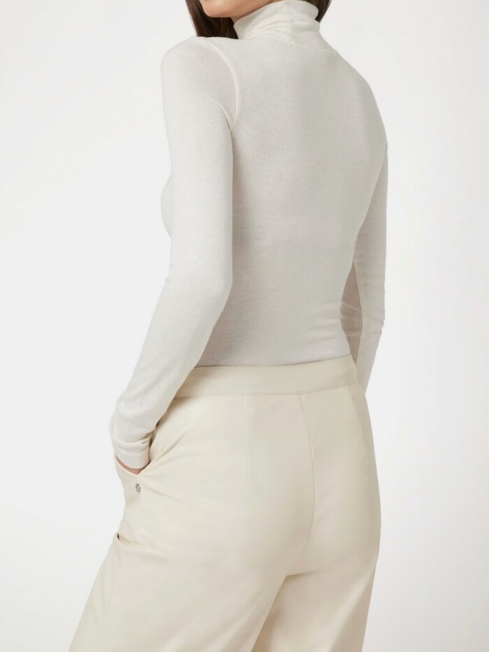 Maglia Elasticizzata Collo Alto - GUESS - W4BP14 KCGM2 JBLK - Bianco - immagine 3