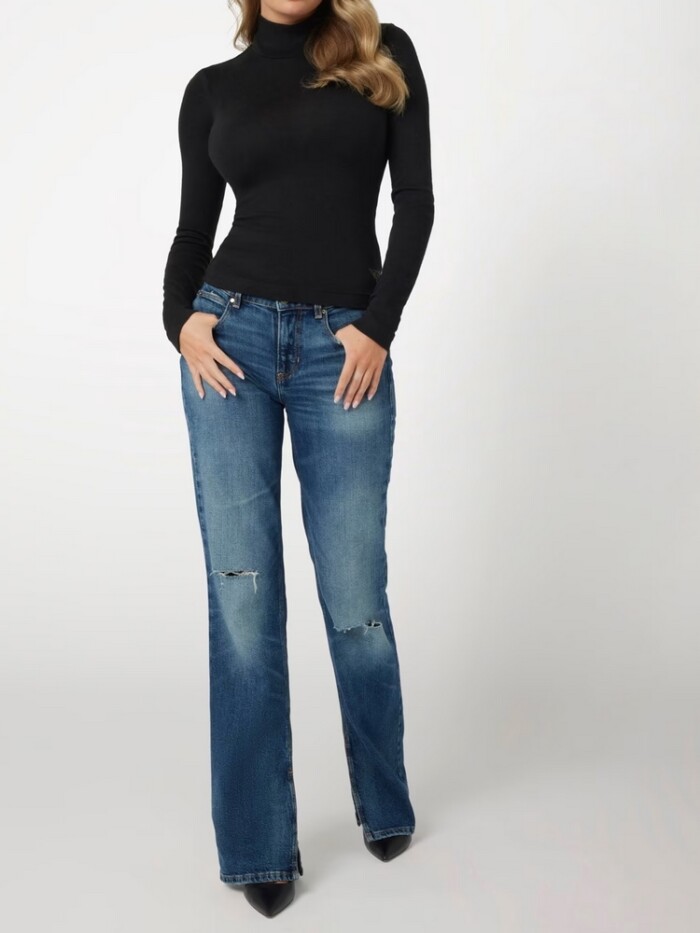 Maglia Elasticizzata Collo Alto - GUESS - W4BP14 KCGM2 JBLK - Nero - immagine 4