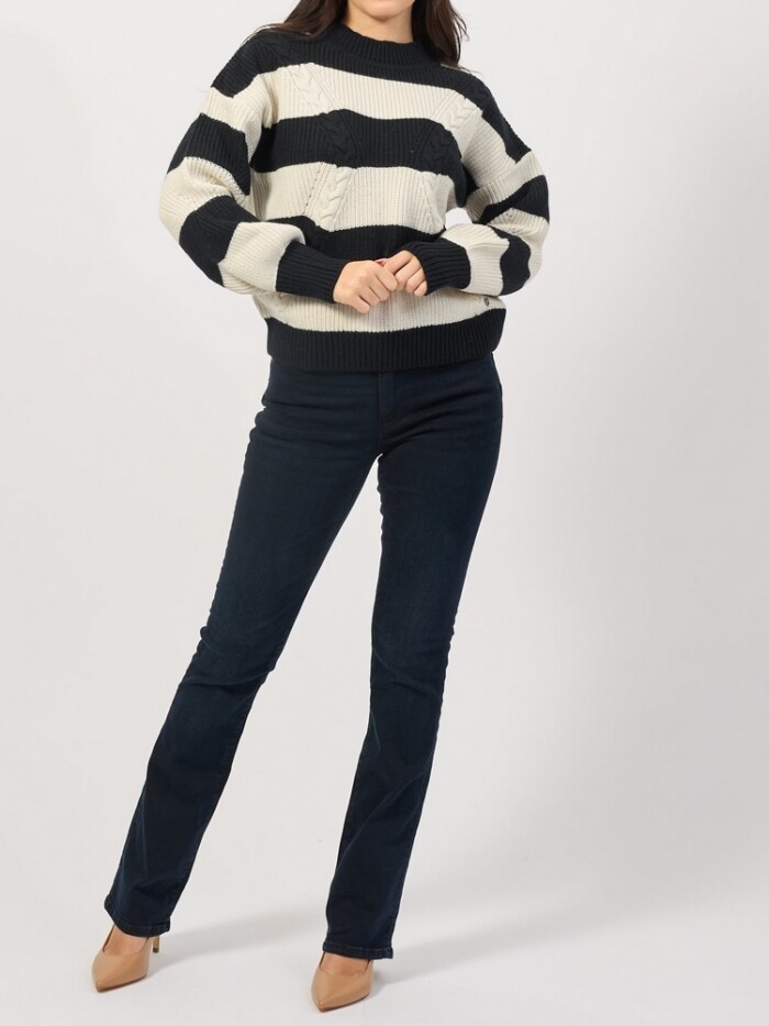 Maglione Girocollo a Righe - GUESS - W4BR41 Z3HW0 S00I - Bianco/Nero - immagine 2