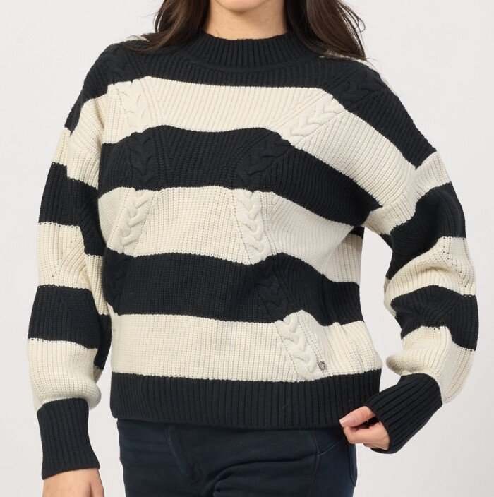 Maglione Girocollo a Righe - GUESS - W4BR41 Z3HW0 S00I - Bianco/Nero - immagine 3