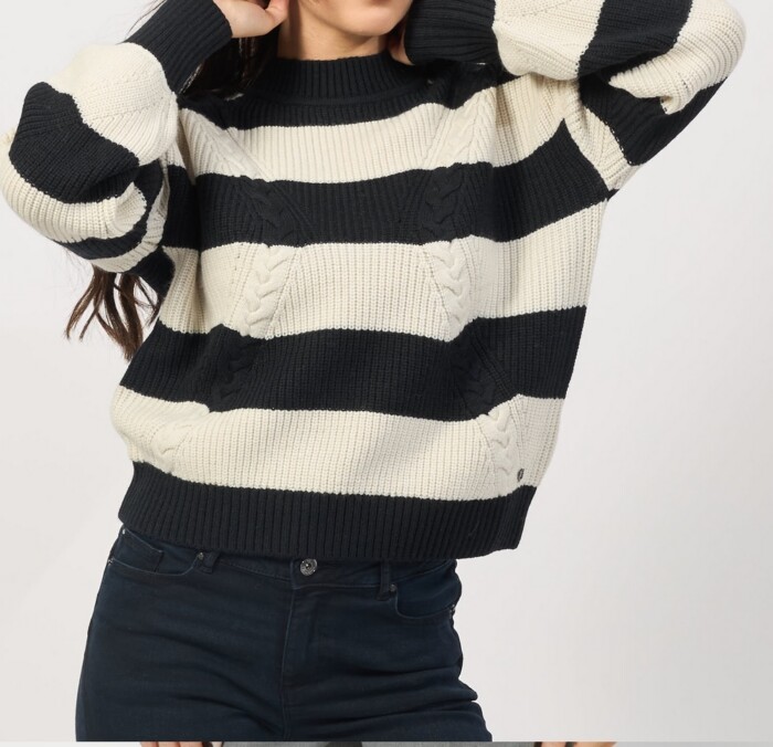 Maglione Girocollo a Righe - GUESS - W4BR41 Z3HW0 S00I - Bianco/Nero - immagine 5