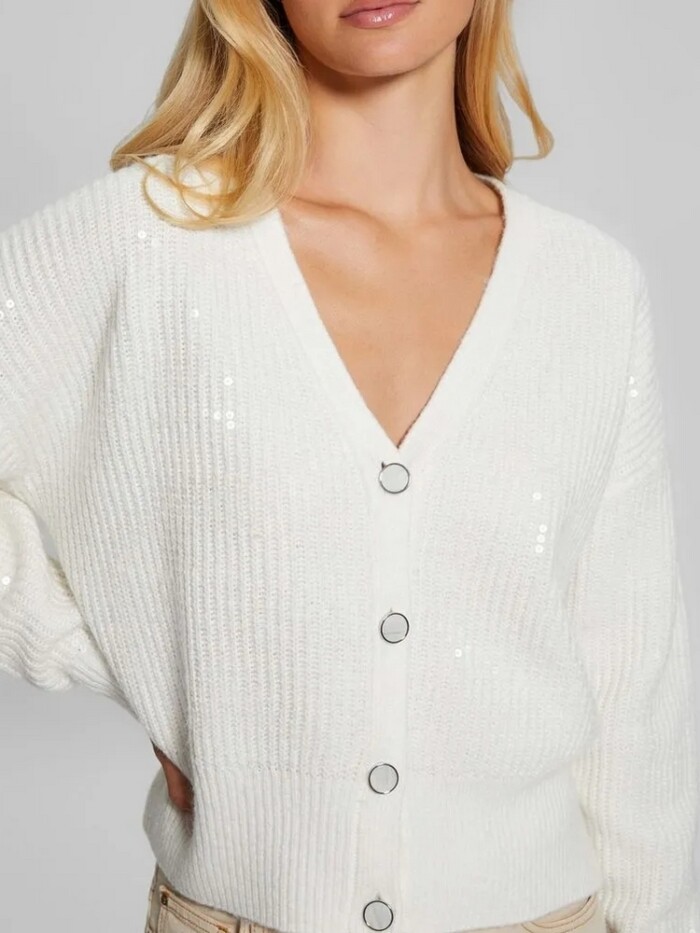 Maglia Cardigan con Paillettes - GUESS - W4BR44 Z3J92 G012 - Panna - immagine 3