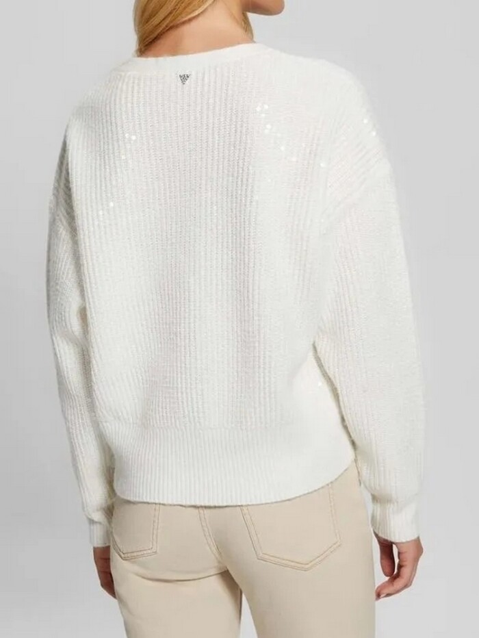 Maglia Cardigan con Paillettes - GUESS - W4BR44 Z3J92 G012 - Panna - immagine 4