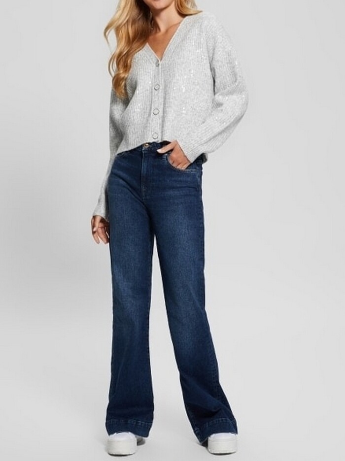 Maglia Cardigan con Paillettes - GUESS - W4BR44 Z3J92 LMGY- Grigio Perla - immagine 2